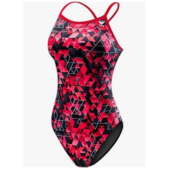 TYR Swimsuit Womens Size 32 One Piece Red Pink Racerback Excellent - Picture 1 of 7